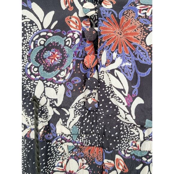 Free People Stealing Fire Floral Print Mini Dress Boho V-Neck Long Sleeve‎ Tunic - Picture 7 of 10